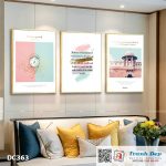 Bộ 3 tranh canvas treo tường Decor Tranh quotes tone hồng pastel - DC363