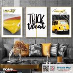 Bộ 3 tranh canvas treo tường Decor Tranh quotes tone vàng - DC446