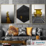 Bộ 3 tranh canvas treo tường Decor Cây cầu, Núi và Trạm nhỏ - DC453