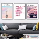 Bộ 3 tranh canvas treo tường Decor Tranh quotes tone hồng pastel - DC454