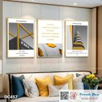 Bộ 3 tranh canvas treo tường Decor Tranh quotes kiến trúc tone vàng - DC457