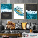 Bộ 3 tranh canvas treo tường Decor Tranh quotes biển xanh - DC459