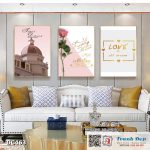 Bộ 3 tranh canvas treo tường Decor Tranh quotes tone hồng pastel - DC463