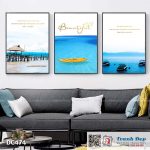 Bộ 3 tranh canvas treo tường Decor Tranh quotes biển xanh - DC474