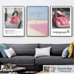 Bộ 3 tranh canvas treo tường Decor Tranh quotes tone hồng pastel - DC478