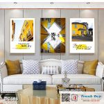 Bộ 3 tranh canvas treo tường Decor Tranh quotes kiến trúc tone vàng - DC486