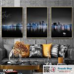 Bộ 3 tranh canvas treo tường Decor Thành phố bên sông - DC488