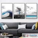 Bộ 3 tranh canvas treo tường Decor Ngọn hải đăng - DC489