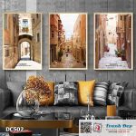 Bộ 3 tranh canvas treo tường Decor Thành phố cổ Châu Âu - DC502