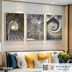 Bộ 3 tranh canvas treo tường Decor Cầu thang xoắn ốc - DC508