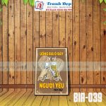 Tranh trang trí quán bia, quán nhậu BIA039-Uống bia ở đây sẽ có người yêu thật đấy